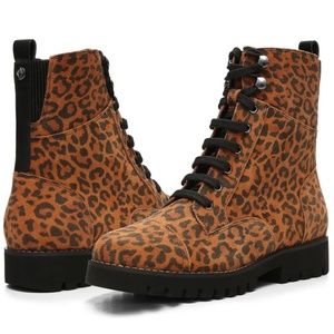 Donald Pliner Leopard Print Camren Calf Hair Moto Boot.  Size 6.5 NWOB